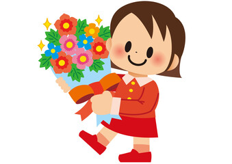 誕生日,花束,花,お祝い,子供,学校,バレンタイン,祝福,発表会