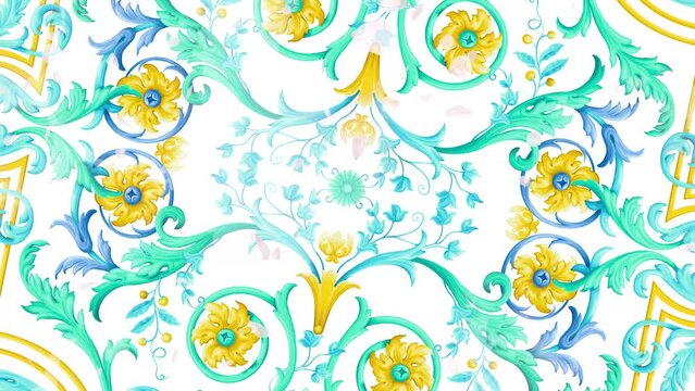 Watercolor Paisley flower butterfly landscape beauty
