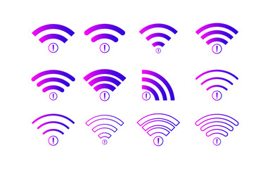 Set of No wireless connections no wifi icon sign vector gradient color
