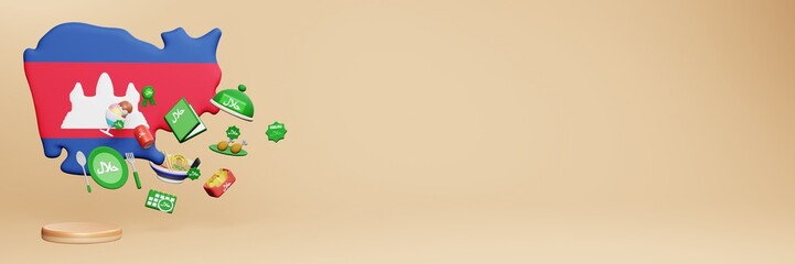 3d rendering of halal culinary destinations in Cambodia for Eid, Eid Al Adha and Ramadan content