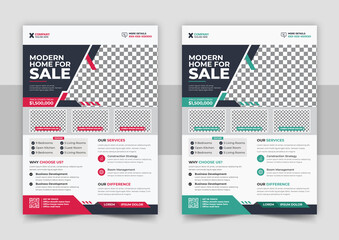 geometric real estate brochure design template. business flyer brochure design template.