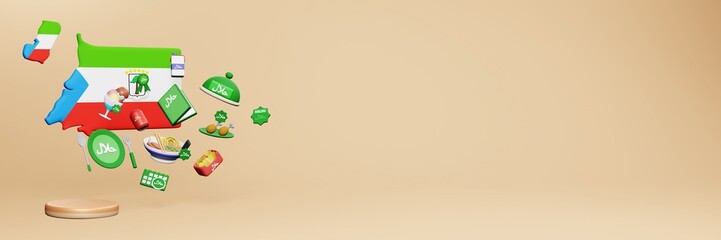 3d rendering of halal culinary destinations in Equatorial Guinea for Eid, Eid Al Adha and Ramadan content