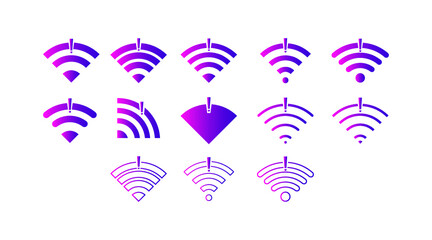 Set of No wireless connections no wifi icon sign vector gradient color
