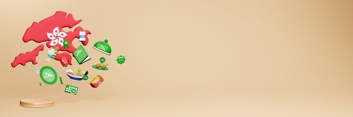 3d rendering of halal culinary destinations in Hongkong for Eid, Eid Al Adha and Ramadan content