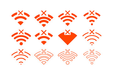 Set of No wireless connections/no wifi icon sign vector on white background 

