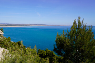 Fototapeta na wymiar Leucate coast beach in south sea mediterranean beach Pyrenees Orientales in Languedoc-Roussillon France