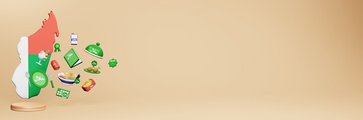 3d rendering of halal culinary destinations in Madagascar for Eid, Eid Al Adha and Ramadan content