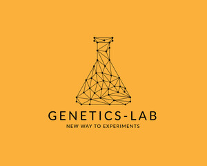 Genetics Lab Geometric Low Polygonal Laboratory tech Cyber Logo Design Premium Template