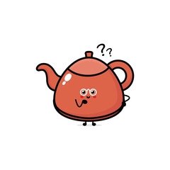 Vector teapot colored and black and white illustration.tea pot icon. Smiling kettle with eyes and mouth isolated on white background. kitchen or hiking equipment. Cute coloring page