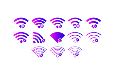 Set of No wireless connections no wifi icon sign vector gradient color
