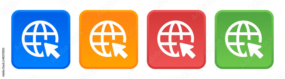 Poster Click to go to website or internet icon set. Internet web symbol vector illustration.