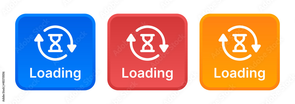 Poster Loading icon set. Hourglass with circular arrow icon symbol.