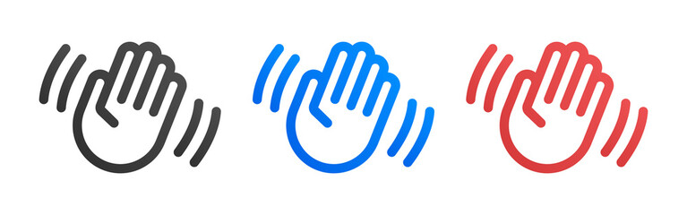 Hand wave icon. Waving hi or hello gesture icon isolated on white background. © Icons-Studio
