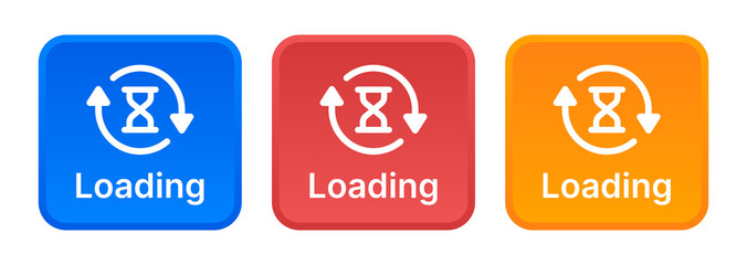 Loading icon set. Hourglass with circular arrow icon symbol.