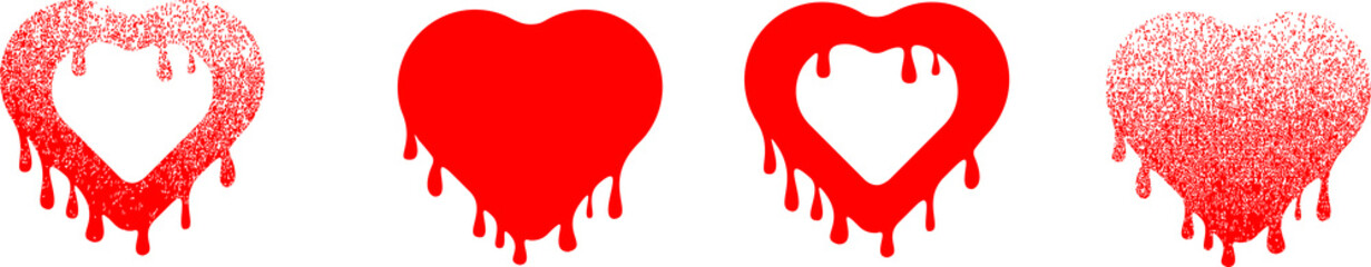 Melting heart symbol. Dripping heart
.Minimal art design . Noise destroyed logo . Trendy defect error shapes . Glitched frame .Broken effect .vector 