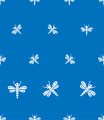 Dragonfly Icon Seamless Pattern, Insect Icon, Sharp Mandibles Predator With 360 Degree Vision