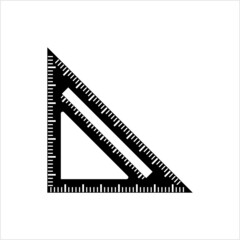 Triangular Ruler Icon, Straightedge At A Right Angle, Engineering, Technical Drawing Instrument