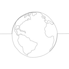 Continuous one line drawing of earth