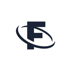 Letter F Logo Initial with Circle Shape. Swoosh Alphabet Logotype Simple and Minimalist