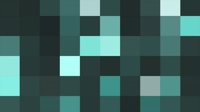 Abstract animated motion graphics, square mosaic tile pattern. Motion. Blinking defocused pixelated background, seamless loop.