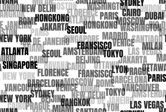 City Names Seamless Background Design Pattern