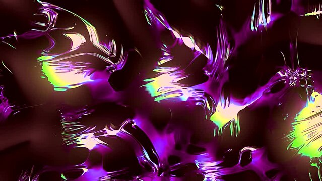 Abstract black and purple sticky texture transformations, seamless loop. Motion. Beautiful 3D viscous shapes s spinning slowly.