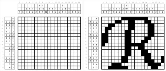 Fototapeta premium Alphabet R Nonogram Pixel Art M_2201002