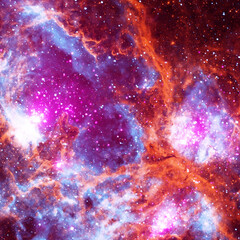 Nebula, cluster of stars in deep space. Science fiction art.