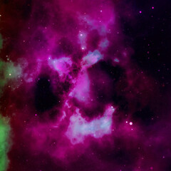Nebula, cluster of stars in deep space. Science fiction art.