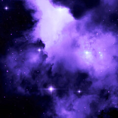 Nebula, cluster of stars in deep space. Science fiction art.