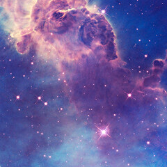 Nebula, cluster of stars in deep space. Science fiction art.