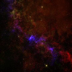 Nebula, cluster of stars in deep space. Science fiction art.