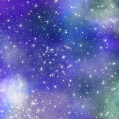 Nebula, cluster of stars in deep space. Science fiction art.