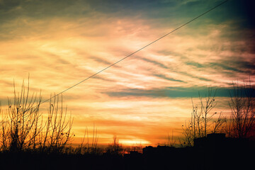 Naklejka premium Sky landscape with clouds in pastel colors