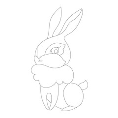 Traditional rabbit for season design. Cute Easter decor. Spring festive elements. Black and white.  Hand drawn illustration in zentangle style for children and adults, tattoo.