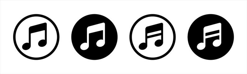 Music note or eight note flat icon for apps and websites. Music notes symbol, vector illustration. 