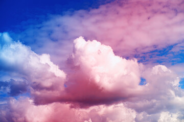 Fototapeta premium Multicolored sky background. High clouds in the summer sky. Meteorological observations of the sky.