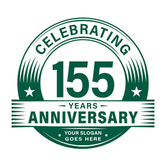 155 years anniversary celebration design template. 155th logo vector illustrations. 
