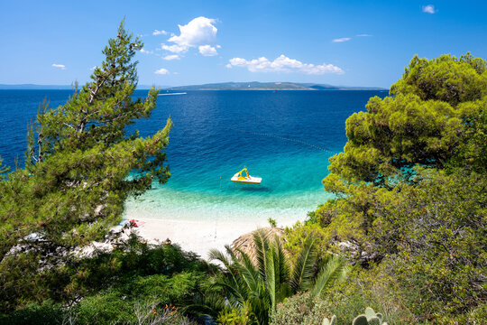 amazing view on beach in Bratus on Makarska riviera in Dalmatia in Croatia
