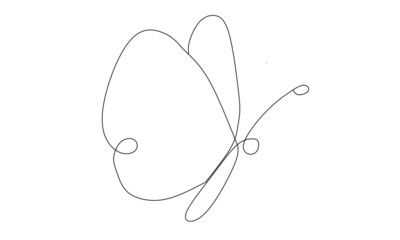 One line drawing a butterfly. Modern minimalist art, aesthetic contours. Abstract butterfly portrait in minimalist style. Continuous line vector illustration