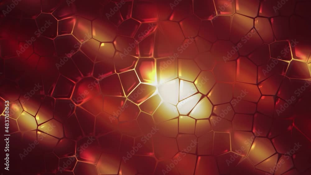 Poster futuristic abstract hexagonal grid background, colorful rotating surface. motion. hexagon cell textu