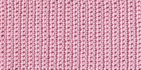 Texture of crocheted fabric of pink threads
