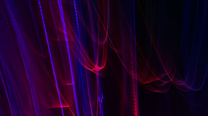 Abstract blurred futuristic background. Bright ultraviolet glow, neon lines, shapes