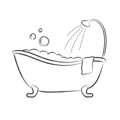 お風呂　入浴　手描き　イラスト