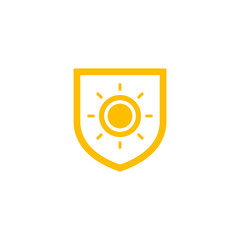 UV sun protection simple flat design vector. Shield icon. Sun icon	