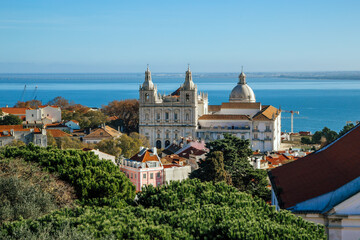 Fototapeta premium Church of Sao Vicente Fora, Panteao Nacional panorama. Lisbon Portugal
