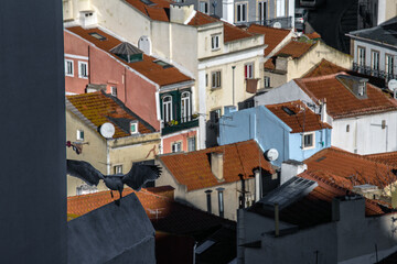 Fototapeta na wymiar Alfama touristic district with colored houses Lisboa, Lisbon, Portugal