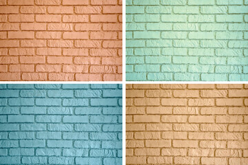 Set of backgrounds made up of colorful brick walls