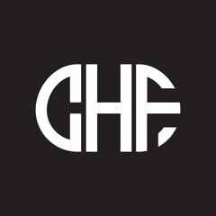 CHF letter logo design on black background. CHF creative initials letter logo concept. CHF letter design.