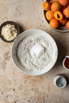 Preparation for a homemade Apricot Galette